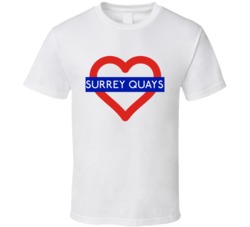 Love London Underground Tube Surrey Quays Heart Design England T Shirt 31555751