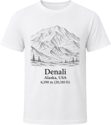 Denali Alaska Outline Mountain Climbing T Shirt