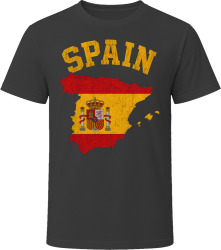 Spain Flag Map Bold Tourist Souvenir Gift T Shirt