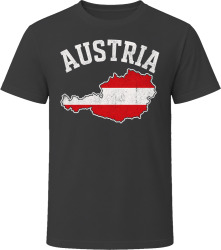 Austria Map with Flag Bold Travel Gift T Shirt