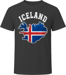 Iceland Map with Flag Tourist Souvenir Gift T Shirt