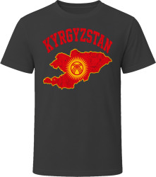 Kyrgyzstan Map with Flag Stylish Travel Gift T Shirt