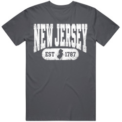 NEW JERSEY Collegiate Arch. Vintage Varsity Athletic State Pride T Shirt