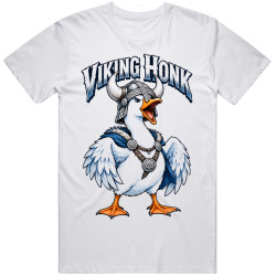 Goose with a Viking Helmet. Norse Adventure T Shirt