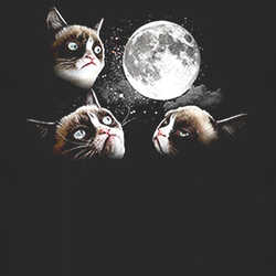 Three Grumpy Cat Moon Wolf Moon Tard Animal Funny Parody T Shirt 11622