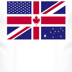 Canada USA Great Britain Australia And New Zealand Combined Flag T Shirt 13136